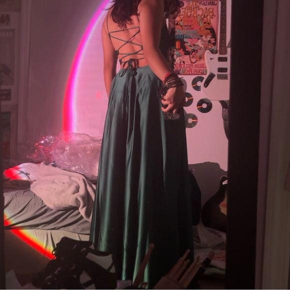 winslow formal satin lace-up dress size 3 in color hunter - Picture 5 of 5